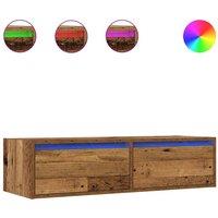 Berkfield Home TV Cabinet with LED Lights Old Wood 100X35.5x25 cm in Brown