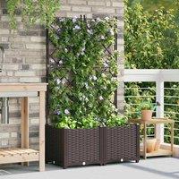 Berkfield Home Stunning Garden Planter with Trellis 2 pcs Brown 80x40x143 cm | Size: 80 x 40 x 143 cm