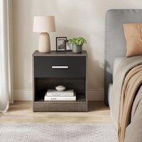 VASAGLE Bedside Table with Drawer Handle Open Compartment End Table in Dark Brown