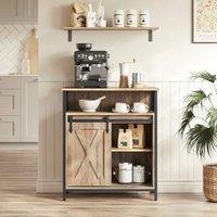 VASAGLE Industrial Storage Cabinet Sideboard Sliding Door Open Compartment in Camel