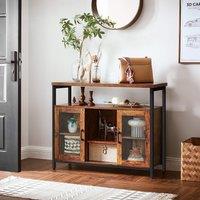 VASAGLE Industrial Sideboard Buffet 2 Glass Doors TV Cabinet Adjustable in Brown
