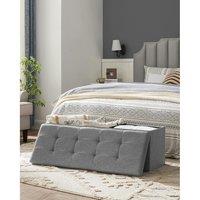 SONGMICS Large Storage Ottoman Bench Folding Foot Rest End Bed Easy Assembly in Light Grey