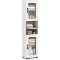 Costway Freestanding Storage Organizer with 2 Doors & Shelf in White