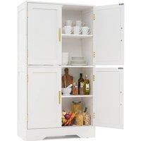 Gymax Tall Pantry Cabinet with 2 Adjustable Shelves Cupboard for Kitchen in White