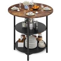 KORVIXA 80cm Round Dining Table with Storage in Brown | Size: 100 cm x 100 cm