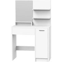 SPETLEK Dressing Table With Drawers Mirror Set in White