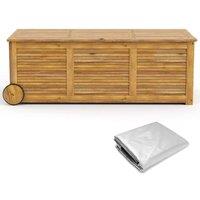 NESTLUNE Outdoor Storage Box 180L Acacia Wooden Patio Storage in Brown | Size: 100 cm x 15 cm