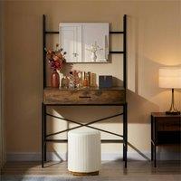 SPETLEK Dark Wood Industrial Wooden Dressing Table Vanity in Brown | Size: 100 cm x 60 cm