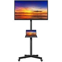 KORVIXA Mobile TV Stand, Rolling TV Trolley Cart TV Stand on Wheels in Black