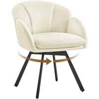 KORVIXA Flower-Shaped Beige Velvet Swivel Accent Armchair | Size: 0.6m2