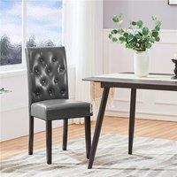 KORVIXA Gray Dining Chairs Set of 2 Faux Leather in Grey | Size: 0.6m2