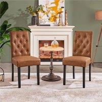 KORVIXA Retro Brown Dining Chairs Set of 2 Faux Leather | Size: 0.6m2
