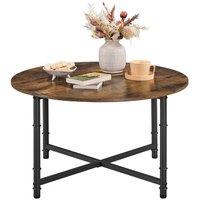 KORVIXA Rustic Small Round Coffee Table in Brown | Size: 100 cm x 15 cm