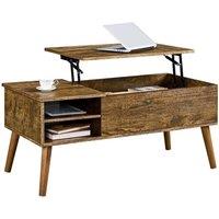 KORVIXA Lift-Top Coffee Tablew/ Storage Space & Adjustable Shelf in Brown | Size: 0.6m2
