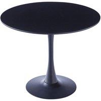 KORVIXA 90cm Black Dining Table Round Wood | Size: 0.6m2