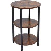 KORVIXA 3 Tier Small Sofa End Side Tea Table in Brown | Size: 0.6m2