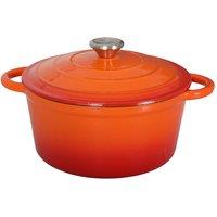 Toque Cast Iron Enameled Dutch Oven Pot Casserole Dish with Lid Non-Stick in Orange