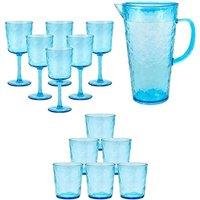Bayside Set of 13 Lulworth Acrylic Drink Glass Set - Blue