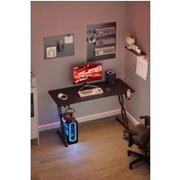 Living and Home Gaming Office Desk with Cup Holder and Headphone Hook 140 x 60 x 74cm in Black | Size: 140 x 60 x 74 cm