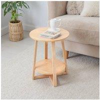 2Tier Round Wooden Coffee & Side Table | 50cm W 50cm D 50cm H in Natural
