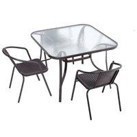 Living and Home Square 2 - Person 105Cm Long Dining Bistro Set in Brown