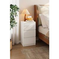 Living and Home Wooden Nightstand Bedside Table with 3 Drawers in White