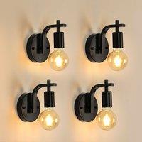 Pheashine Industrial Wall Sconces, Set of 4, E27 Base, Bulb Not Included, 17cm in Black