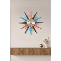 Living and Home 55cm Metal Starburst Silent Non-Ticking Decorative Wall Clock