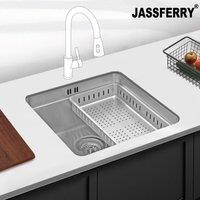 JASSFERRY Undermount Kitchen Sink with Rack 440 x 440 mm in Silver
