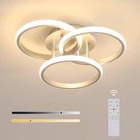 Pheashine Silver 3 Interlocking Ring LED Ceiling Light, 42W Dimmable 3000K-6500K