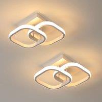 Pheashine 2 Pack White Double Square LED Ceiling Light, 22W 3000K Warm White