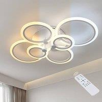 Pheashine White 6-Ring Interlocking LED Ceiling Light, 76W Dimmable 3000K-6500K