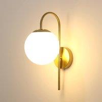 Pheashine Gold Globe Wall Sconce, E27 Base 15cm Opal Glass Shade Modern, Bulb Not