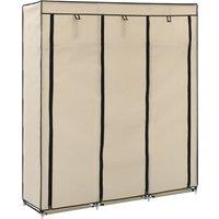 Berkfield Home Wardrobe with Compartments & Rods Cream 150x45x175 cm Fabric in Beige | Size: 150 x 45 x 175 cm