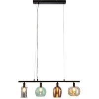 Netlighting Telesto Bar Pendant Ceiling Light Black Amber Glass Shade 4x E14