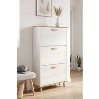 STILVORA Shoe Cabinet with 3 Flip Drawers & Adjustable Shelves in Cream