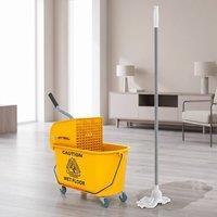 STILVORA Mop Bucket with Wringer & Wheels in Yellow