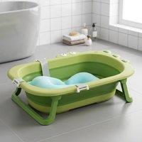STILVORA Foldable Baby Bath Tub with Cushion & Non-Slip Design in Green