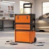 STILVORA Stackable Rolling Toolbox Organiser Set with Drawers - Orange