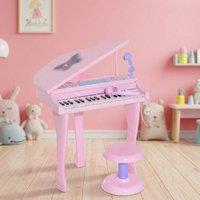 STILVORA Children's Electronic Keyboard with Stool & Microphone in Pink