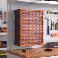 STILVORA 60-Drawer Parts Organiser Cabinet with Transparent Drawers in Orange