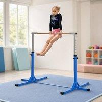 STILVORA Height Adjustable Gymnastics Bar with Wooden Bar in Blue