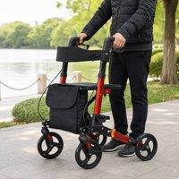 STILVORA Foldable Rollator Walker with Seat & Bag in Red