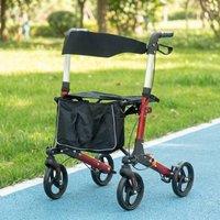 STILVORA Red Rollator Walker with Seat & Storage Pouch