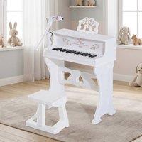 STILVORA Children's Electronic Keyboard with Stool & Microphone in White