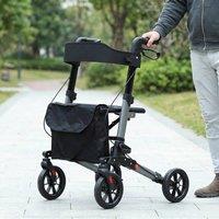 STILVORA Foldable Mobility Walker with Seat in Silver