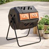 STILVORA 160L Rotating Compost Bin with Dual Chambers in Black