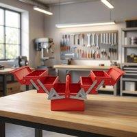 STILVORA Red Steel Tool Box with 5 Trays