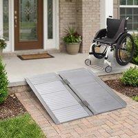 STILVORA Folding Wheelchair Ramp with Guardrails in Silver