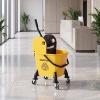 STILVORA Mop Bucket with Wringer, Wheels & Handle in Yellow
